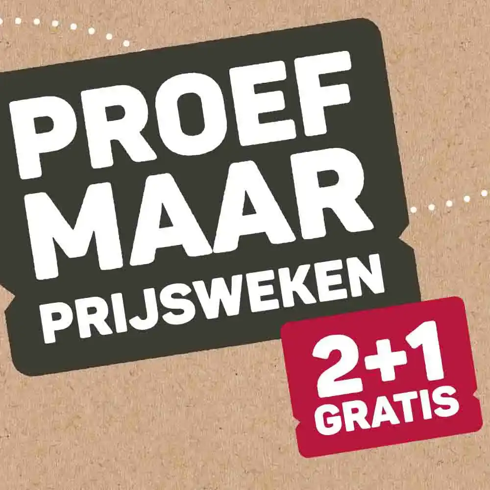 Proef maar prijsweken logo met kortingsbuttons