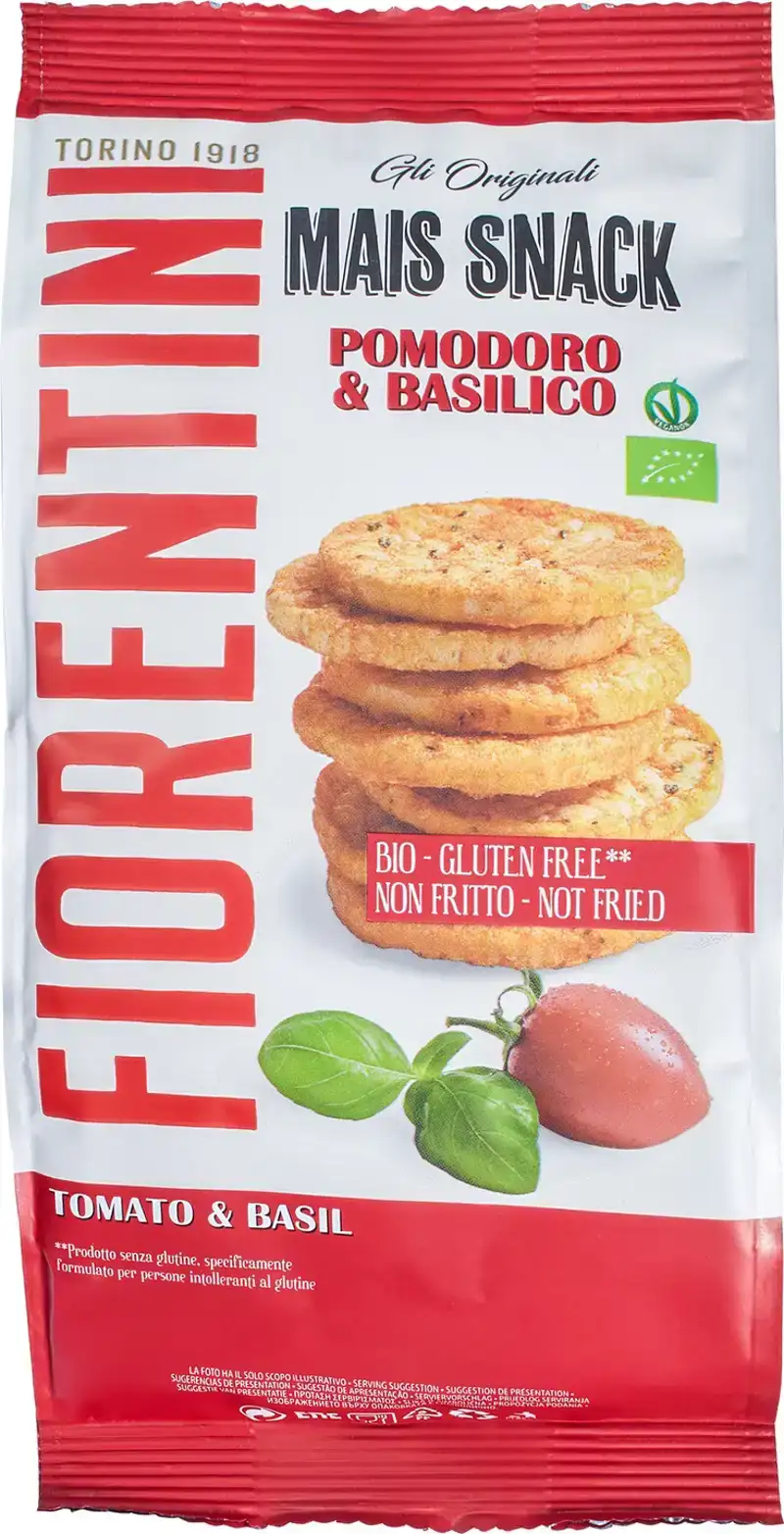 Maissnack tomaat basilicum