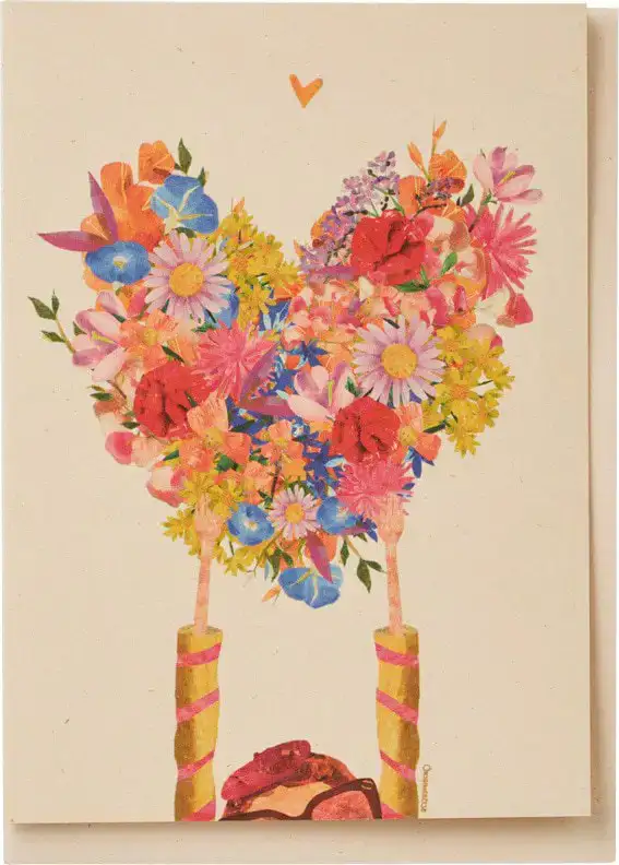 Kaart hart bloemen