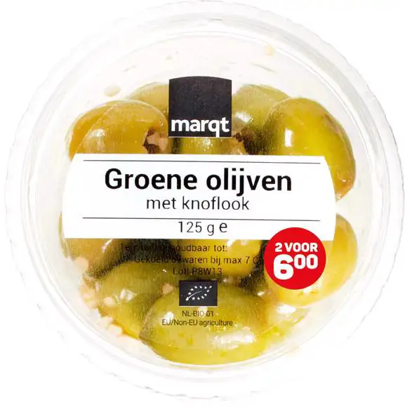 Groene olijven met knoflook
