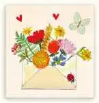 Kaart envelop bloemen hartjes