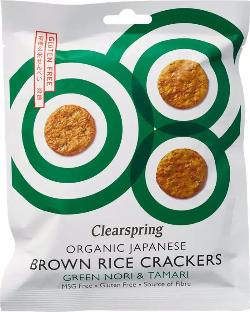 Japanse bruine rijst crackers groene nori & tamari