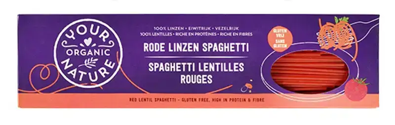 Rode linzen spaghetti