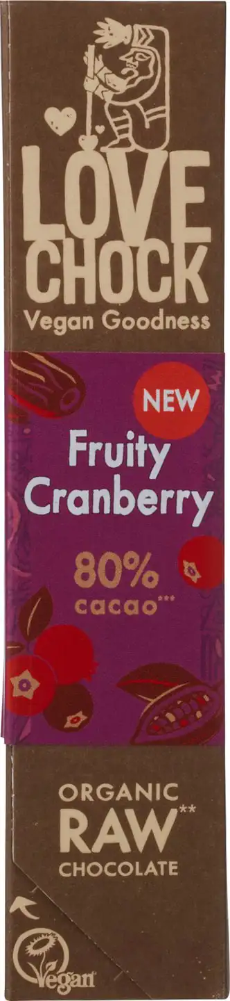 RAW pure chocolade 80% fruity cranberry