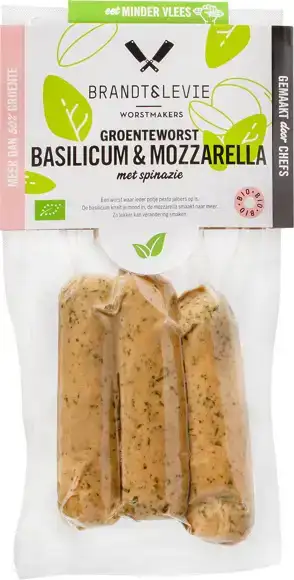 Groenteworst basilicum & mozzarella met spinazie