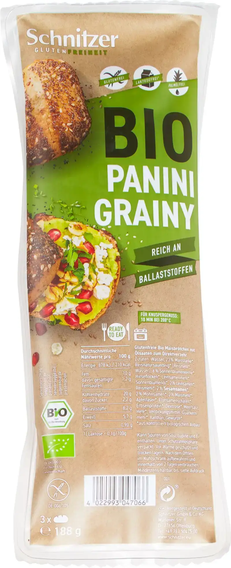 Glutenvrije panini's grainy