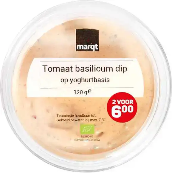 Tomaten- basilicumdip op yoghurtbasis