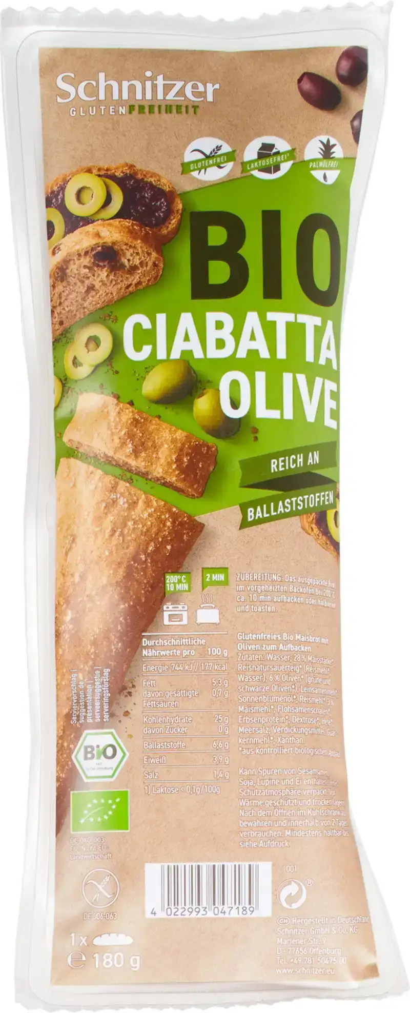 Glutenvrije ciabatta olijven