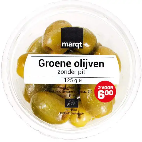 Groene olijven zonder pit