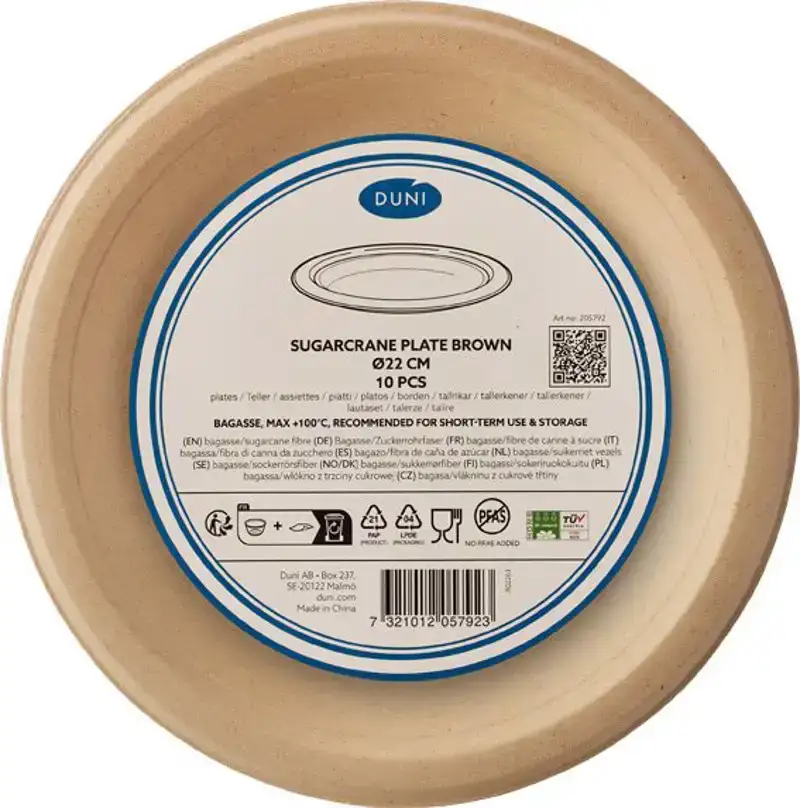 Wegwerpborden bagasse bruin 22cm