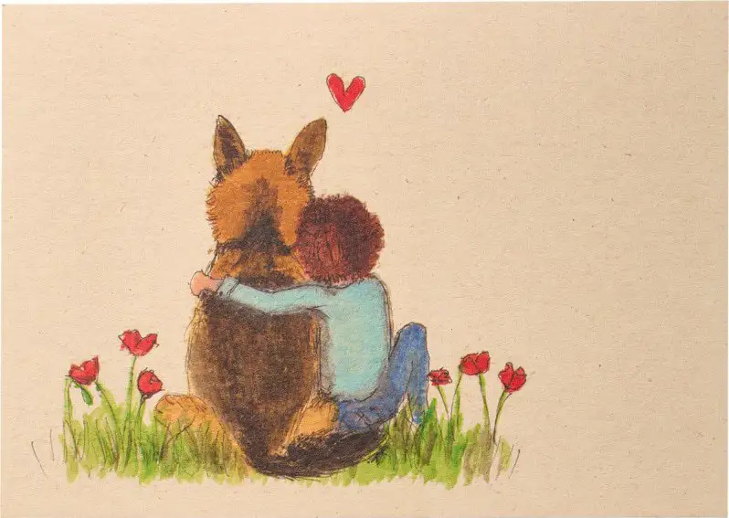 Kaart jongen en hond hartje