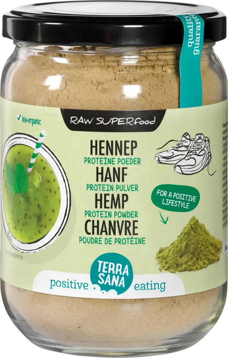 Raw hennep proteïnepoeder