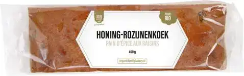 Honing rozijnenkoek Bio (per stuk)