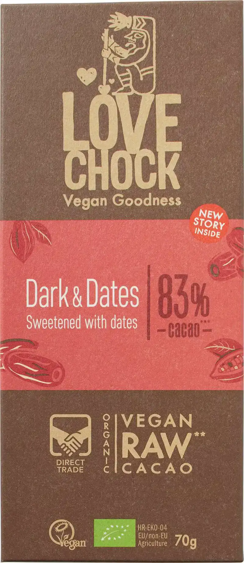 Raw chocolade 83% dark & dates