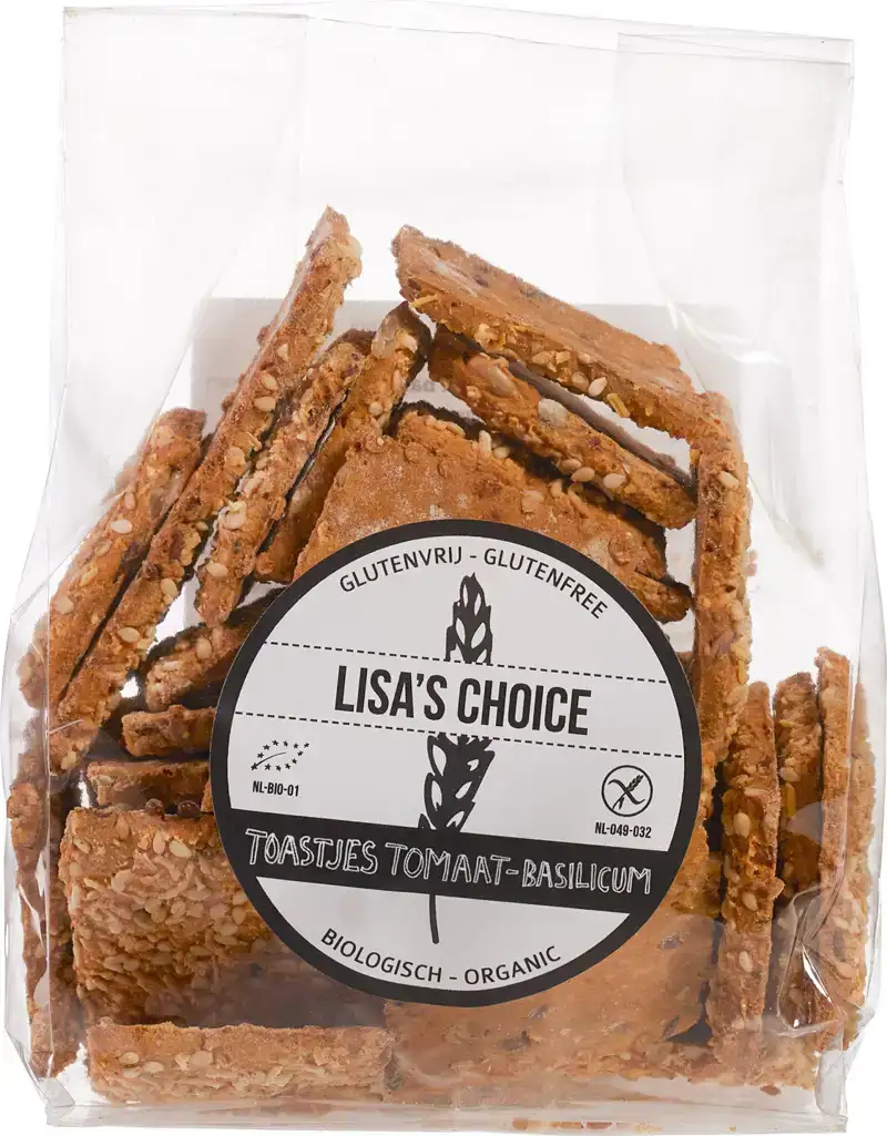 Glutenvrije toastjes tomaat basilicum