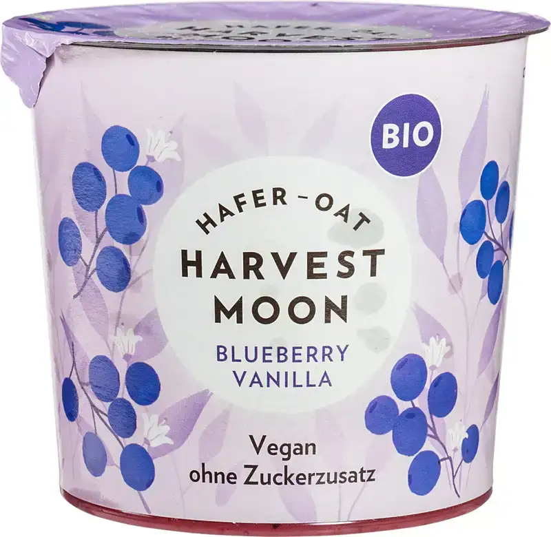 Plantaardige variatie op yoghurt haver - blauwe bes vanille