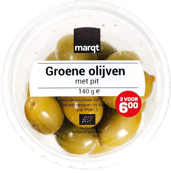 Groene olijven met pit