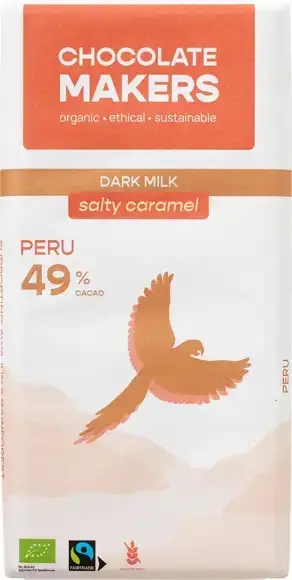 Donkere melkchocolade Peru 49% salty caramel