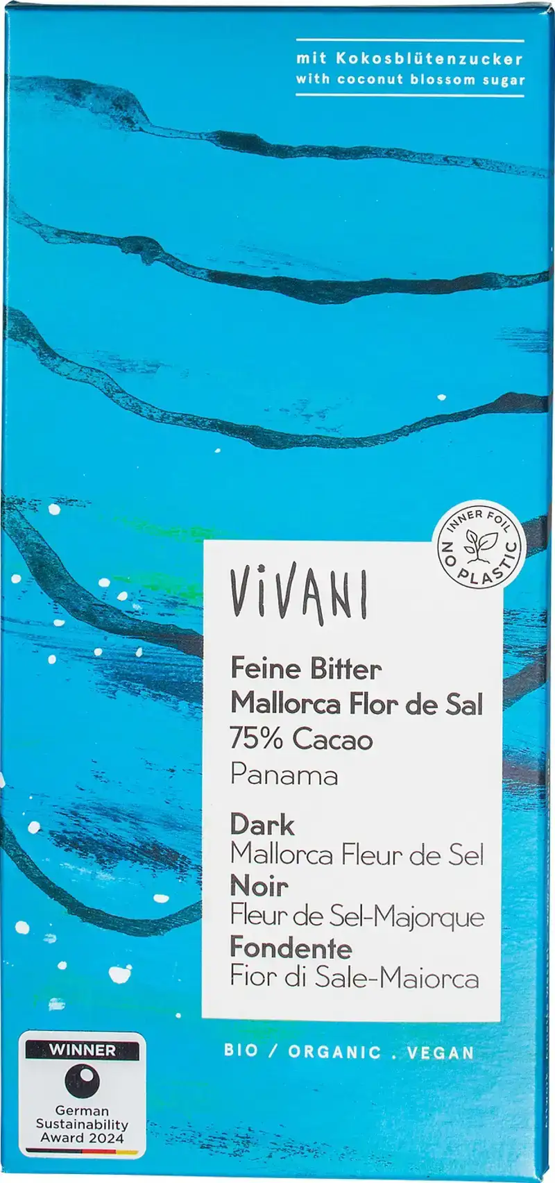 Pure chocolade 75% Mallorca fleur de sel