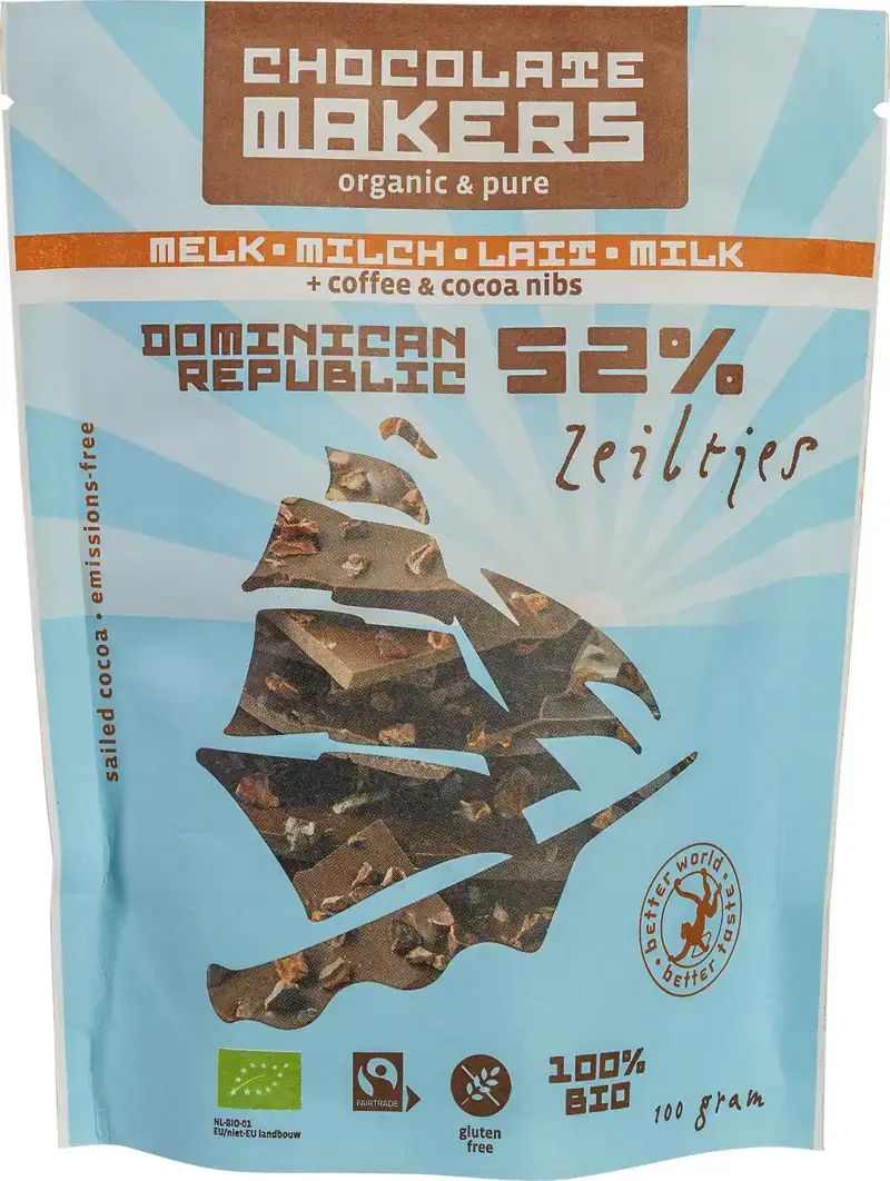 Chocozeiltjes melk met koffie & nibs