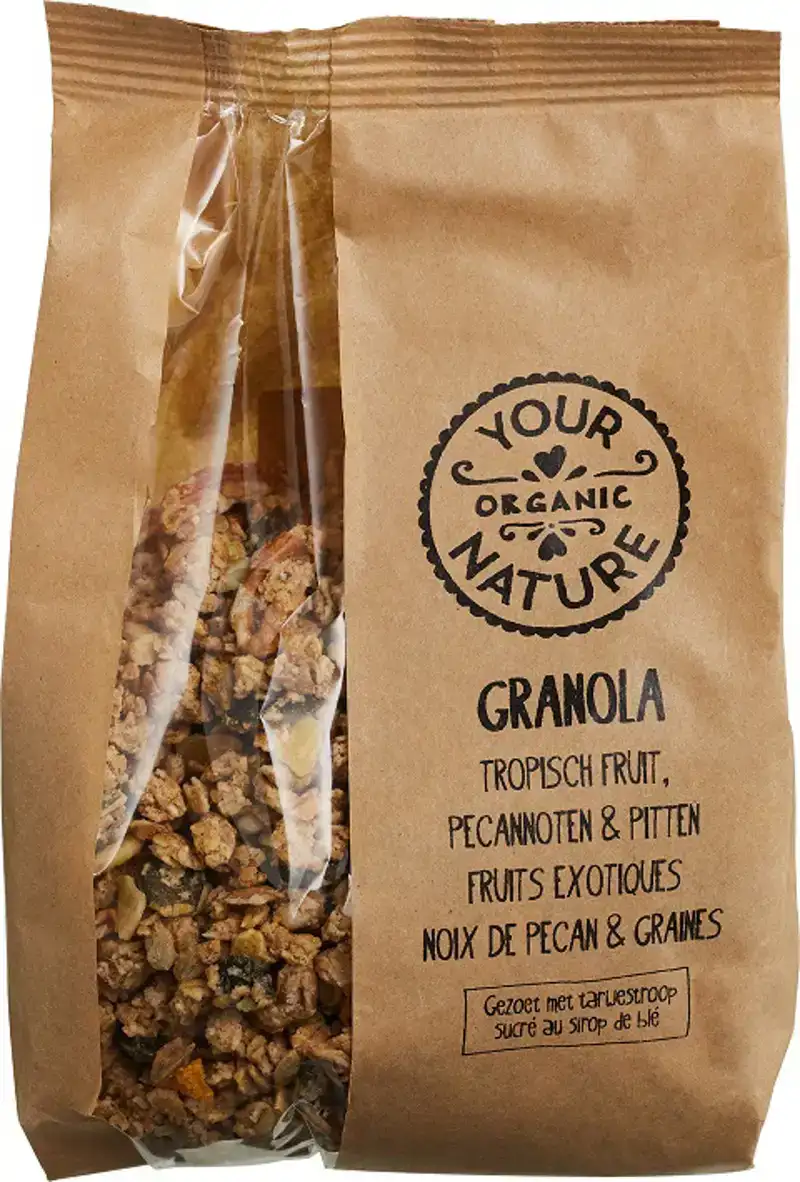Granola tropisch fruit, pecannoten & pitten